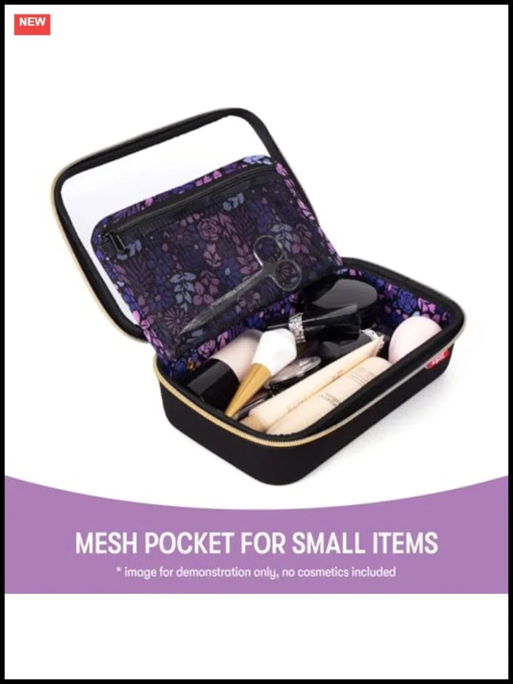 Clear Top Makeup Bag Travel Case with Elastic Brush Slots EVA Hard Shell